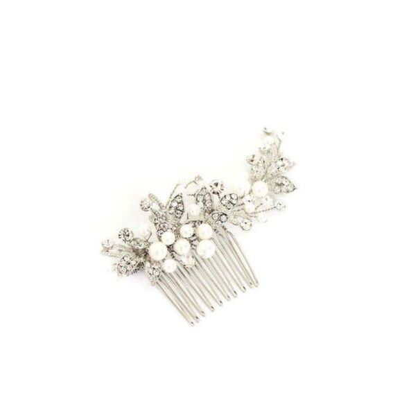 Bridal Hair Comb Catherine Filigree Leaves Swarovski Crystals Brides Hairpin main image 5
